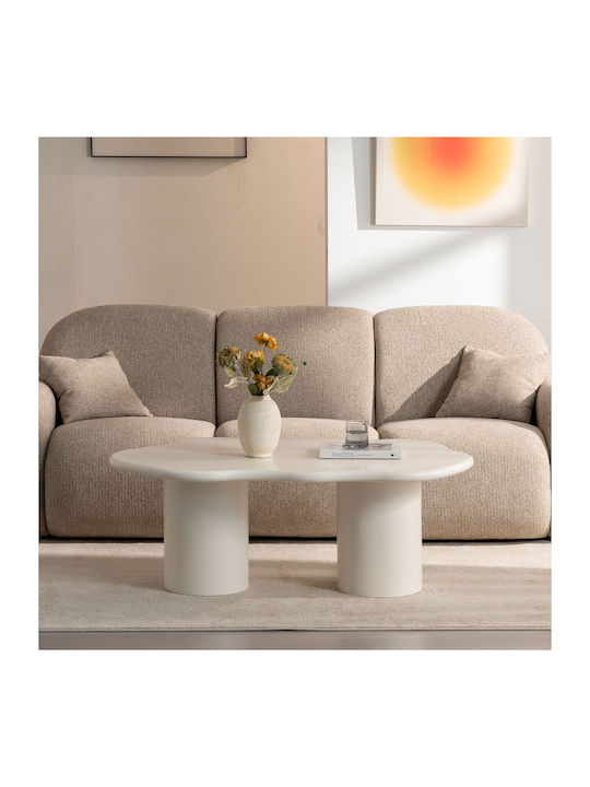 Oval Central Coffee Table Nubia Wooden Cream W120xL70xH45cm