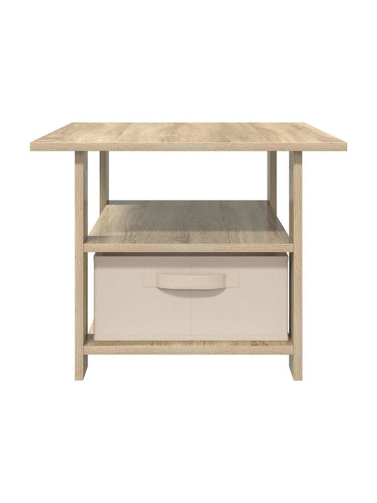 Rectangular Side Wooden Coffee Table with Drawers Oak Sonoma W77xL55xH42cm
