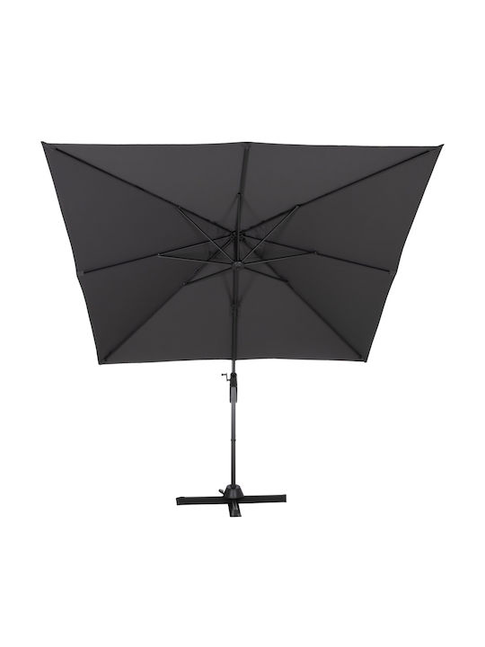 Professional Aluminum Floor Parasol Javante Gray with Base 2.7x2.7m