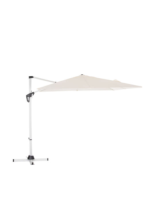 Professional Hanging Aluminum Parasol Javante White 2.7x2.7xH2.7m