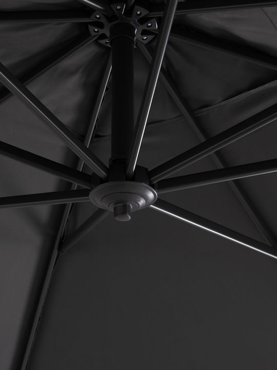 Professional Aluminum Floor Parasol Javante Gray with Base 2.7x2.7m