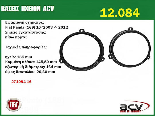 Speaker Ring Car Back Fiat Panda 2pcs