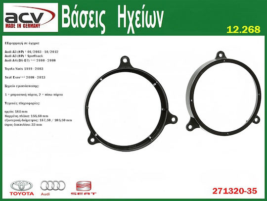Ice Βάσεις Ηχείων Αυτοκινήτου Πίσω Subaru E12 Toyota Avensis 2τμχ