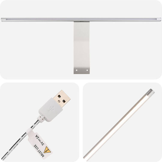 vidaXL Ορθογώνιος Καθρέπτης Μπάνιου Led με Ράφι & Ντουλάπι 130x14.5cm Λευκός