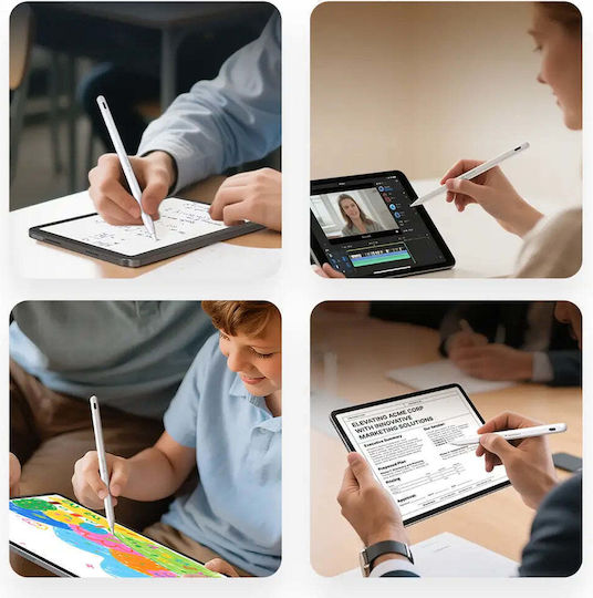 Wozinsky WRA-08 Стилус Пен с Palm Rejection за iPad в Бял цвят