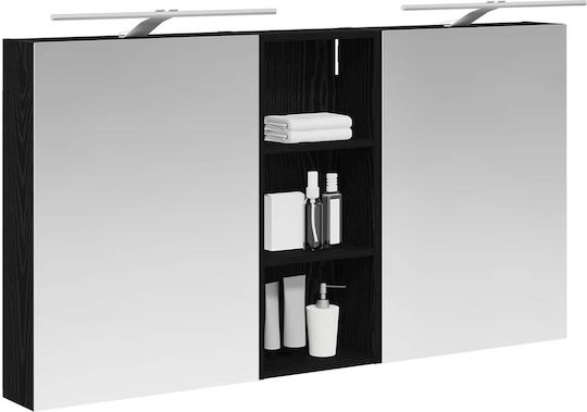 vidaXL Ορθογώνιος Καθρέπτης Μπάνιου Led με Ράφι & Ντουλάπι 130x14.5cm Λευκός