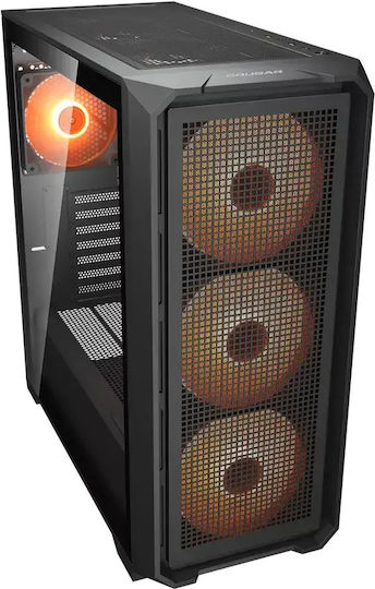 Cougar MX600 Air Gaming Midi Tower Кутия За Компютър Със Страничен Прозорец И RGB Осветление Черна