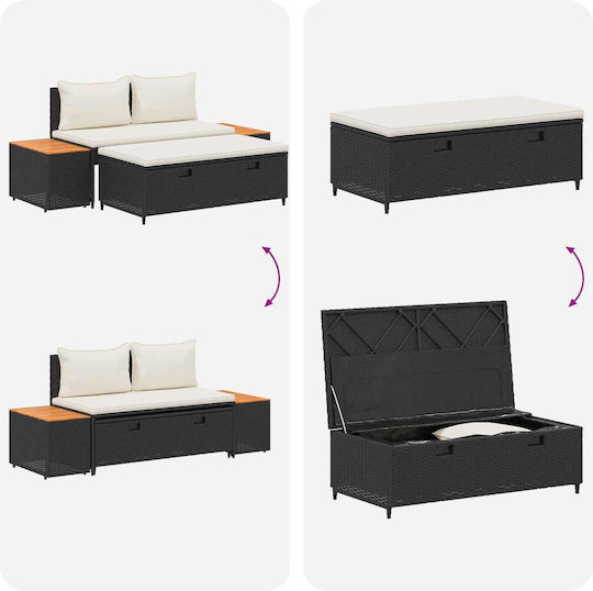 Set Camera De Zi Pentru Exterior 4 Piese Negru Cu Perne