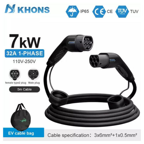 Khons Electric Car Single Phase Charging Station Cable 5m Type 2 - Type 2 KH7K3215M