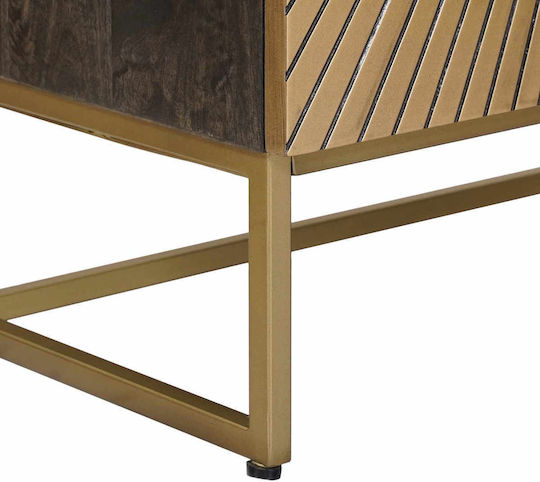 Highboard Living Room Display Cabinet made of Wood and Metal with Bronze Glass 53.5x30x95cm