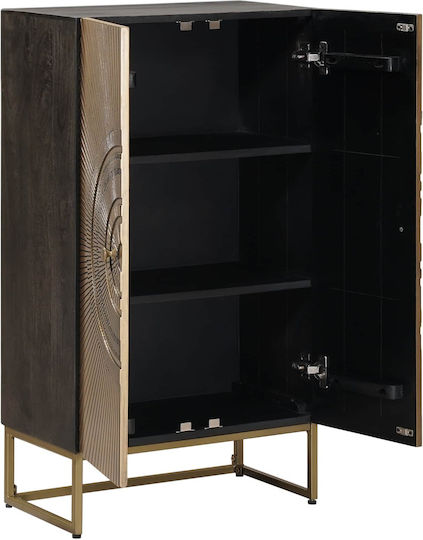 Highboard Living Room Display Cabinet made of Wood and Metal with Bronze Glass 53.5x30x95cm