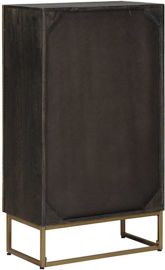 Highboard Living Room Display Cabinet made of Wood and Metal with Bronze Glass 53.5x30x95cm