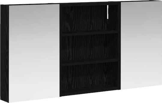 vidaXL Badezimmerspiegel Led mit Regal & Schrank 100x10,5cm Schwarzer