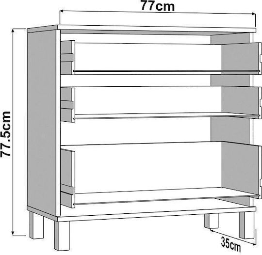 Bedroom Chest of Drawers Wooden White 77x35x78cm
