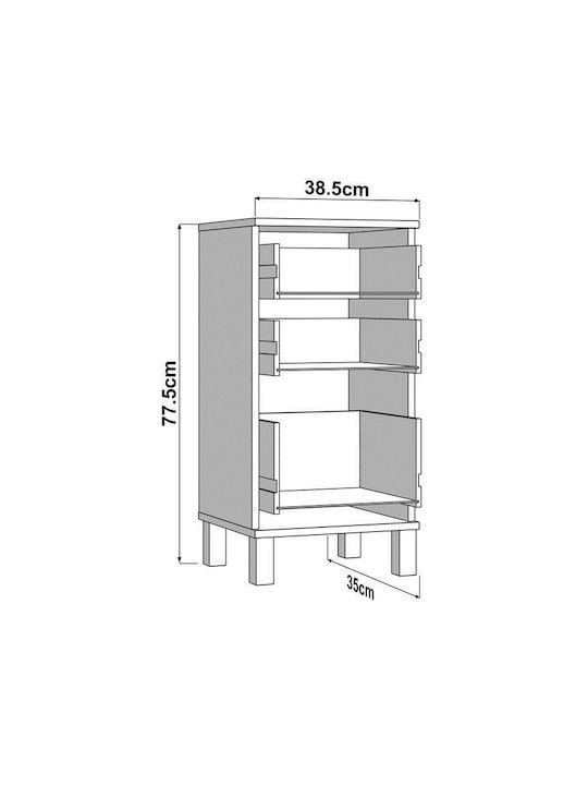 Kommode Schlafzimmer Holz Weiß 39x35x78cm