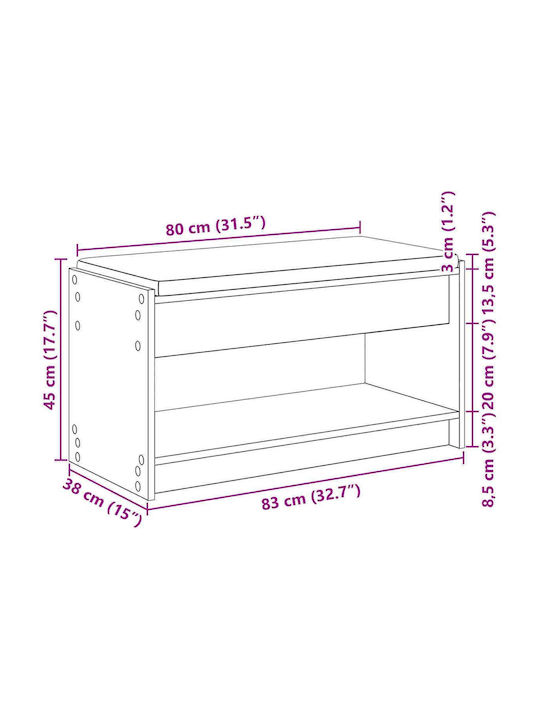 Hallway Furniture with Bench Brown 83x38x45cm
