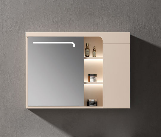 Martin Badezimmerspiegel Led aus Sperrholz mit Schrank 90x70cm