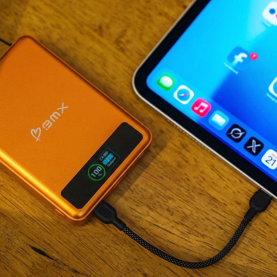 BMX SolidSafe MagSafe Qi2 Baterie Externă 10000mAh 15W Cu Port USB-C Power Delivery Portocalie