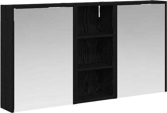 vidaXL Badezimmerspiegel Led mit Regal & Schrank 116x16cm Schwarzer