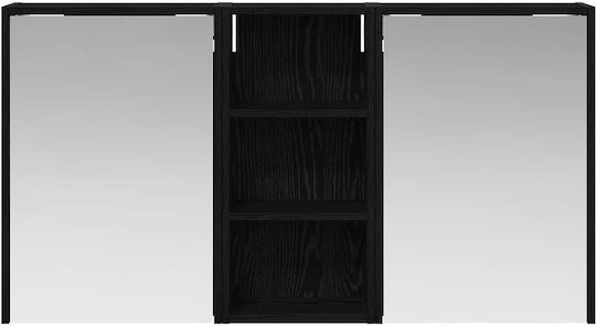 vidaXL Badezimmerspiegel Led mit Regal & Schrank 116x16cm Schwarzer