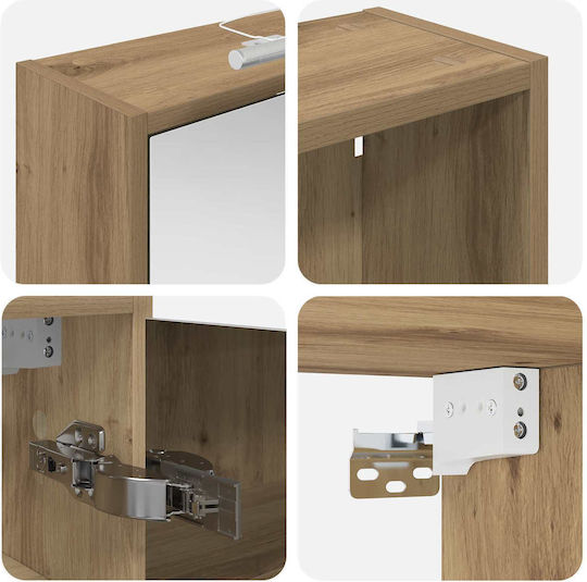 vidaXL Badezimmerspiegel mit LED mit Regal & Schrank 106x16cm