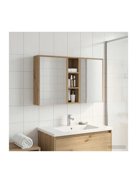 vidaXL Bathroom Mirror Led with Cabinet 106x16cm Transparent