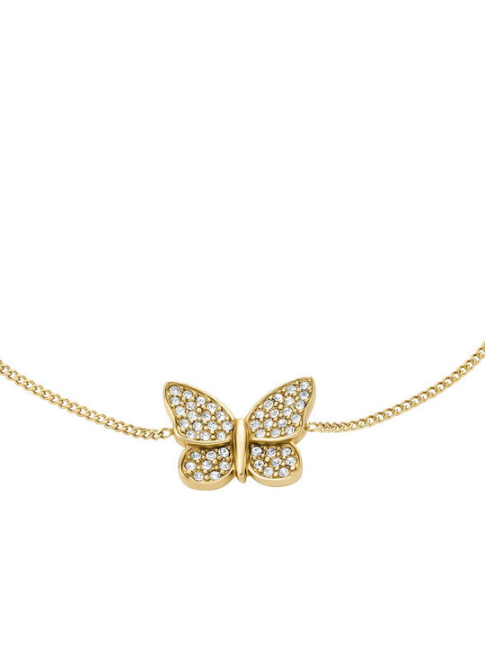 Fossil Women's Steel Gold Plated Bracelet with Zircon 19cm Fossil Women's Steel Gold Plated Bracelet with Zircon 19cm