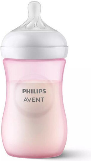 Philips Set Biberoane din Plastic Natural Anti-colici cu Tetină din Silicon Roz 260ml