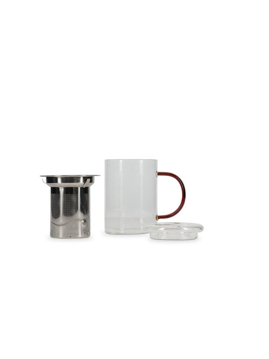 Ona Glass Mug With Lid Transparent 430ml