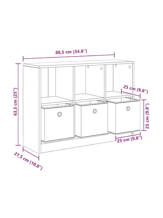 Wooden Storage Cabinet L88.5xW27.5xH63.5cm