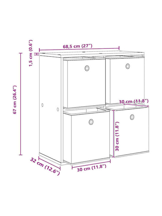 Подов Шкаф Черна Оксия 68.5x32x67см