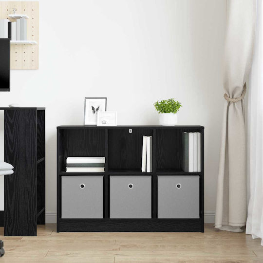 Living Room Display Cabinet Made of Black Particle Board Oak 88.5x27.5x63.5cm