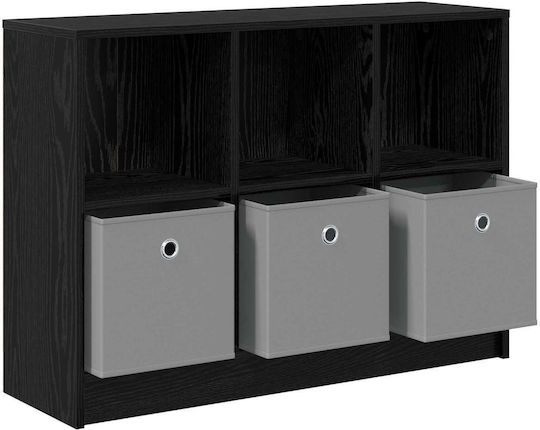 Living Room Display Cabinet Made of Black Particle Board Oak 88.5x27.5x63.5cm