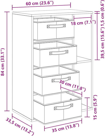 Wohnzimmerschrank aus Spanplatte Artisan-Eiche 60x33,5x84 cm