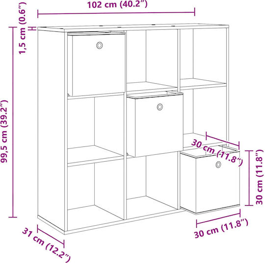 Cabinet De Depozitare Din Lemn L102xL31xÎ99.5cm