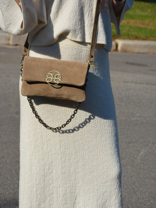 Clelia Leather Women's Shoulder Crossbody Bag Suede Brown