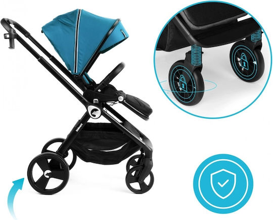 Kidnort Cărucior 2 în 1 Reglabil Potrivit pentru Nou-Născut Negru 10,2kg