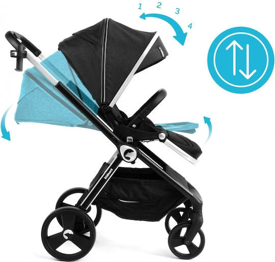 Kidnort Cărucior 2 în 1 Reglabil Potrivit pentru Nou-Născut Negru 10,2kg
