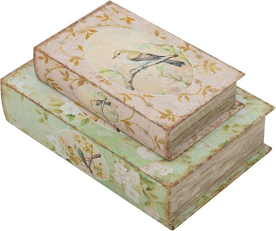 Artekko Set of Wooden Decorative Boxes in Book Shape 2 Pieces