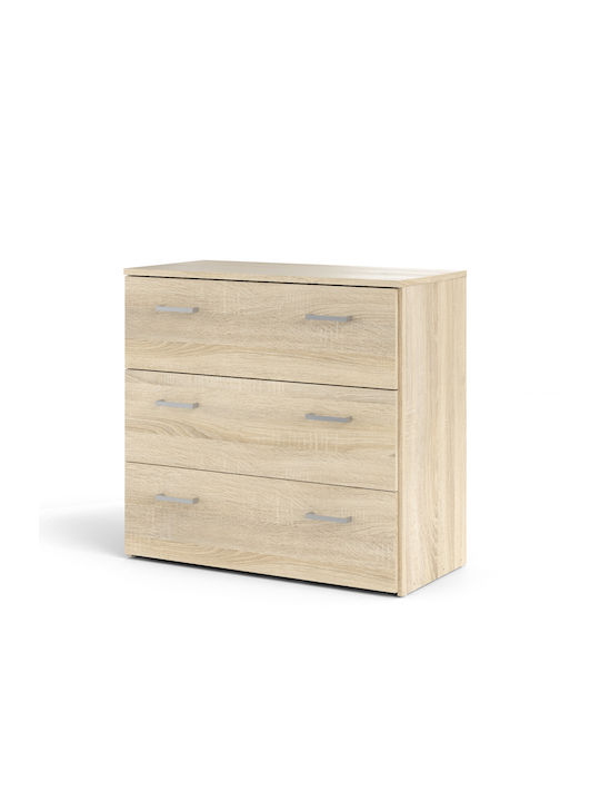 Bedroom Chest of Drawers Wooden Space with 3 Drawers Oak 74.1x35.95x69.9 cm