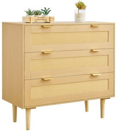 Comoda pentru Dormitor cu 3 sertare Natural Rattan 80x35x77buc