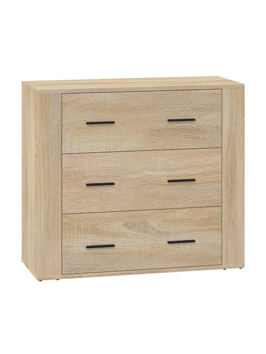 Wooden Chest of Drawers with 3 Drawers 80x33x70cm