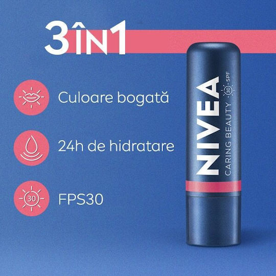 Nivea Balsam De Buze Caring Beauty SPF30 Trandafir & Obraz 4.8gr