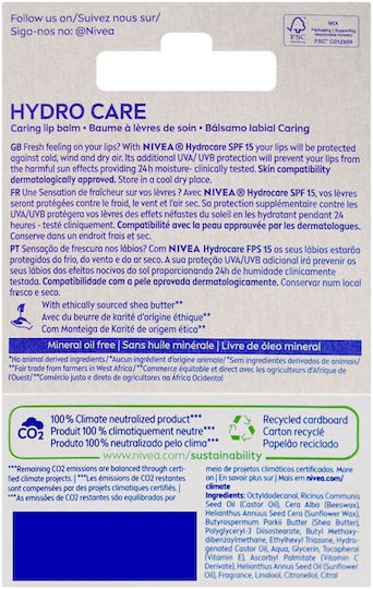 Nivea Hydro Care Lip Balm SPF15 Hydro Care 4.8gr