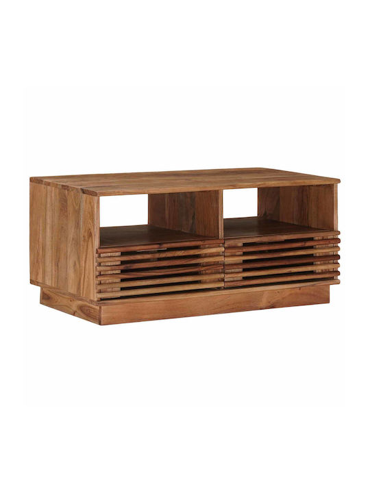 Central Coffee Table Made of Solid Wood with Drawers Natural W85xD45.5xH40cm