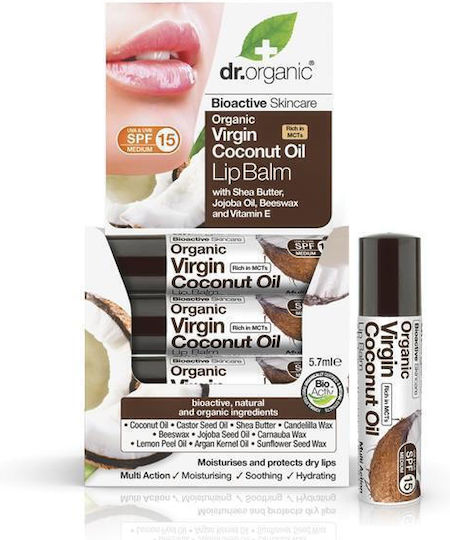 Dr.Organic Lip Balm SPF15 Καρύδα 5.7ml