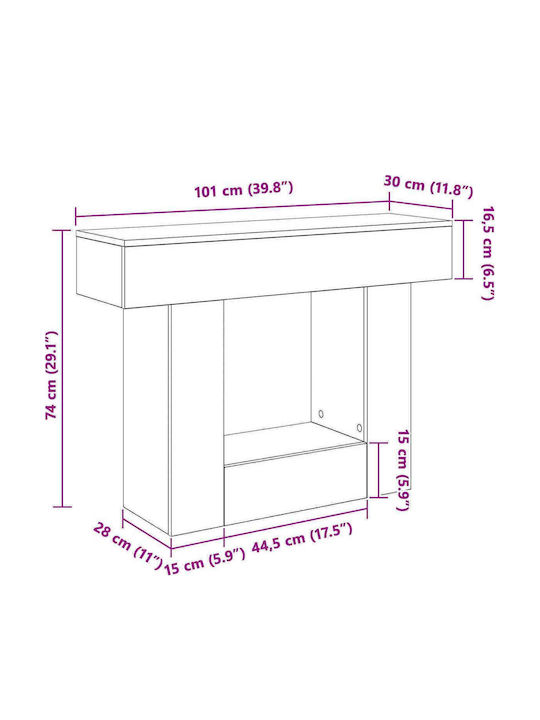 vidaXL Konsolentisch Aus Holzrauch Eiche M101xT30xH74cm