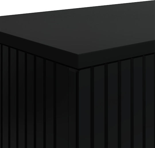Wooden Striped Black Console M101xW29xH74cm