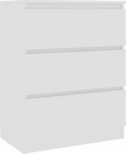 Wooden Bedroom Chest of Drawers With 3 Drawers White 60x33.5x76cm