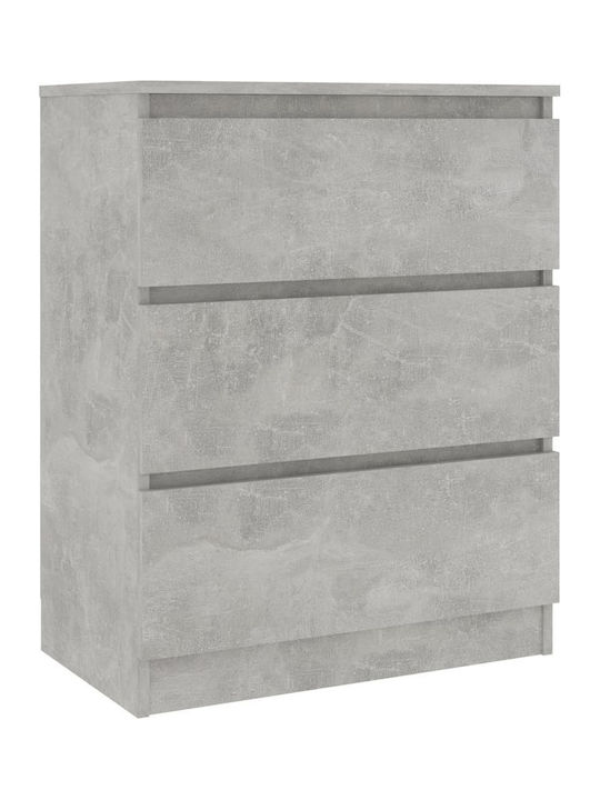 Συρταριέρα Κρεβατοκάμαρας mit 3 Schubladen Grey of Concrete 60x33.5x76cm